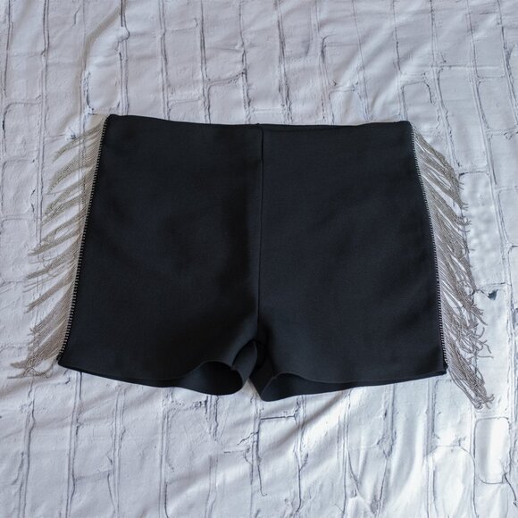 NWOT Akira Rhinestone Fringe Trim Shorts Haigh Waist Black Size XL - Picture 7 of 16